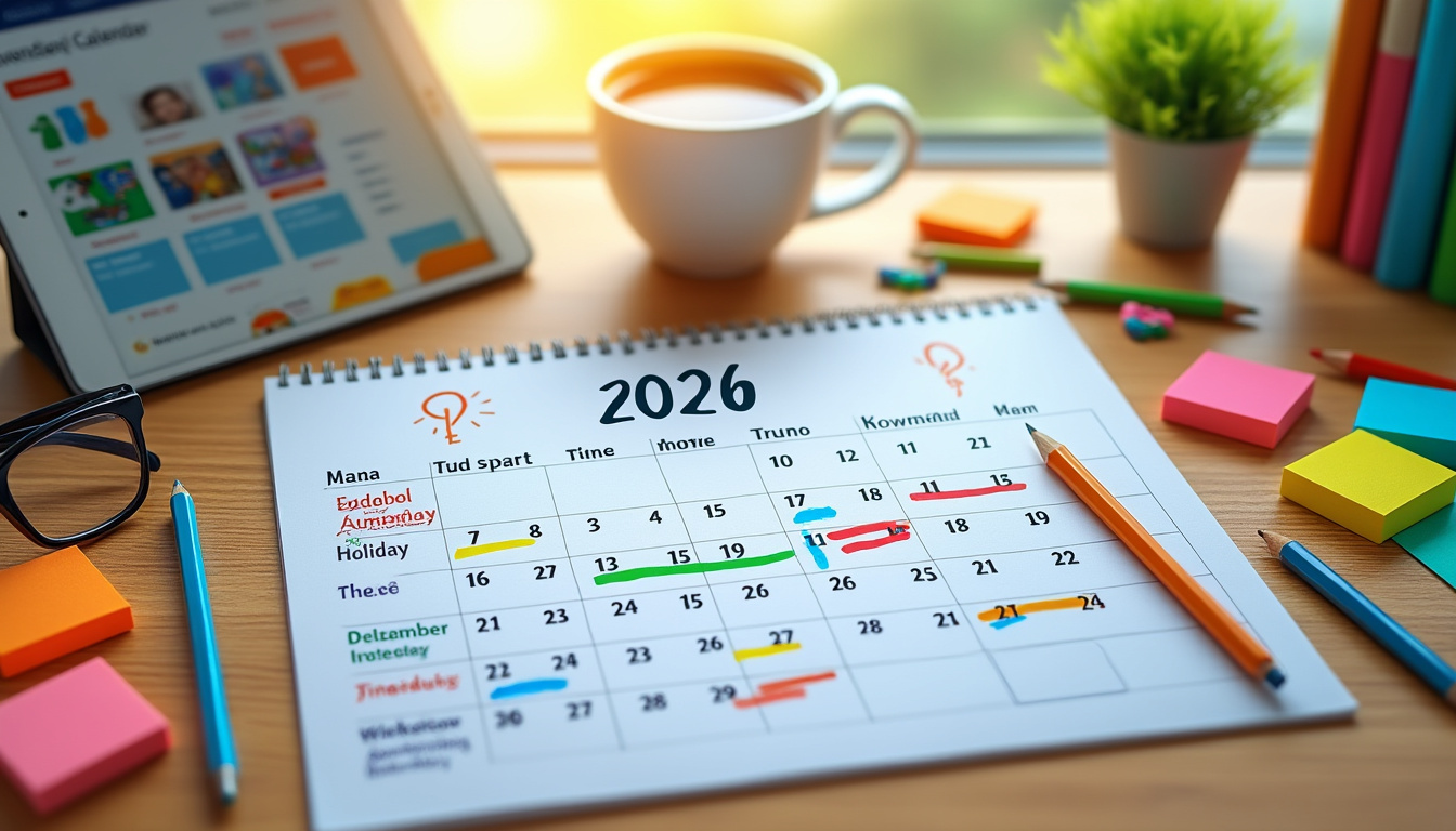 découvrez le calendrier scolaire 2026 complet avec les jours fériés et les ponts naturels pour mieux organiser votre année scolaire et vos vacances.